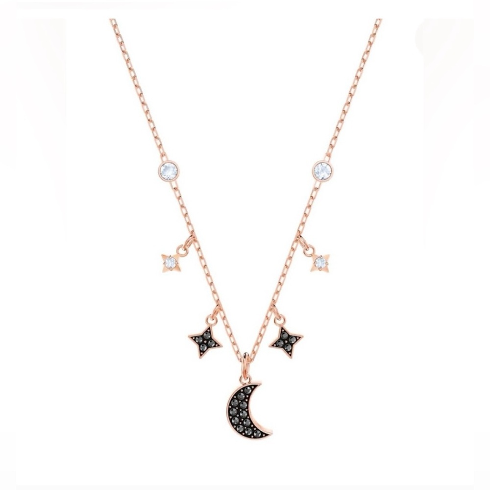 NWOT Swarovski Symbolica Moon & Star Necklace Rose Gold Tone